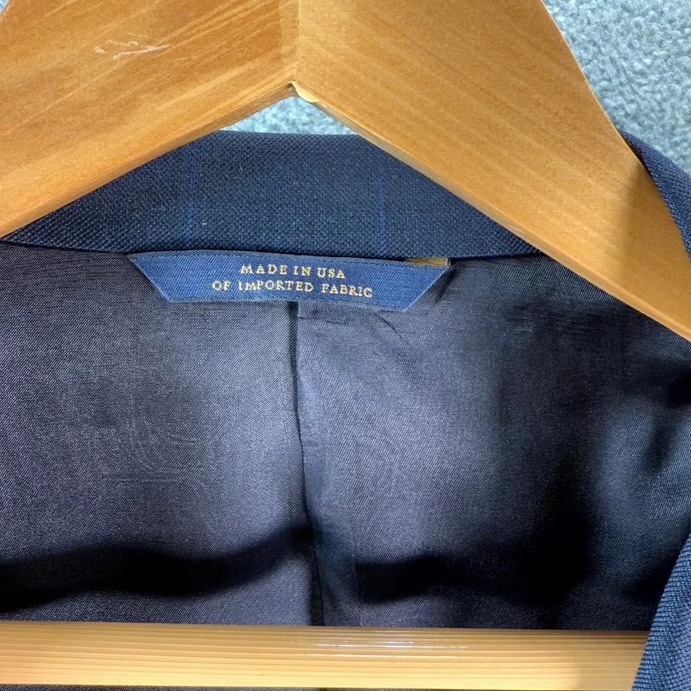Brooks Brothers Saxxon 1818 Regent Blazer Mens 42RW36 Navy Checkered Notch Lapel